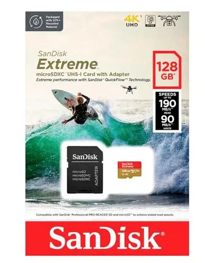 Карта памяти SanDisk microSDXC (UHS-1 U3) Extreme For Action Cams and Drones A2 128 ГБ - фото 4