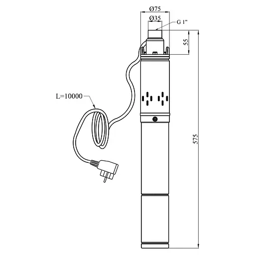 Насос глибинний шнековий Agua 3S QGD 1.8-75-0.37 з вбудованим конденсатором (CV035071) - фото 5