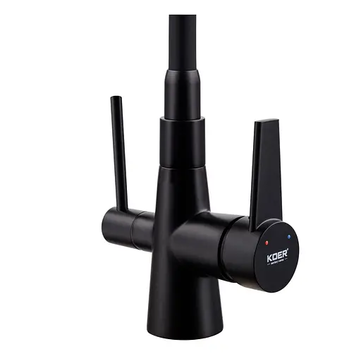 Смеситель для кухни на две воды с гибким изливом Koer KB-72003-05 KR3376 Черный матовый - фото 6