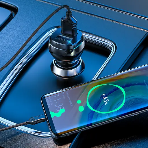 Адаптер автомобильный HOCO Superior Z40 + набор с кабелем Micro USB комплект черный - фото 2