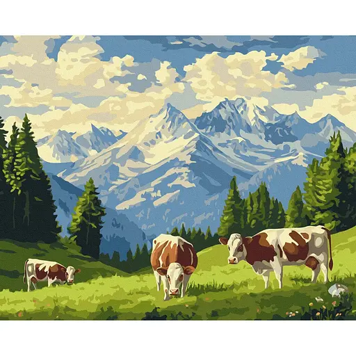 Картина за номерами на підрамнику Brushme Сонячний ранок на лузі