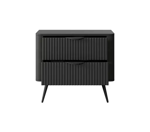 Тумба приліжкова Perfect Home Ланте / Lante з 2 шухлядами і чорними ніжками 2S Чорний (PFH-091121) - фото 5