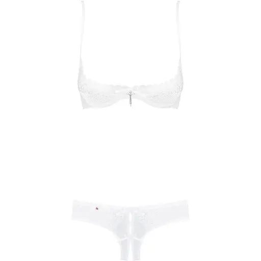 Еротичний комплект з бюстгальтером-получашкою Obsessive Alabastra S/M - фото 5