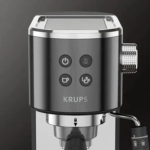 Кофеварка Krups рожковая Virtuoso + 1 л молотый ручной капучинатор 15 бар черный - фото 4