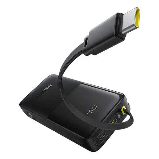 Внешний аккумулятор Baseus Bipow 2 20000 mAh 20 W со встроенным черным кабелем - фото 1