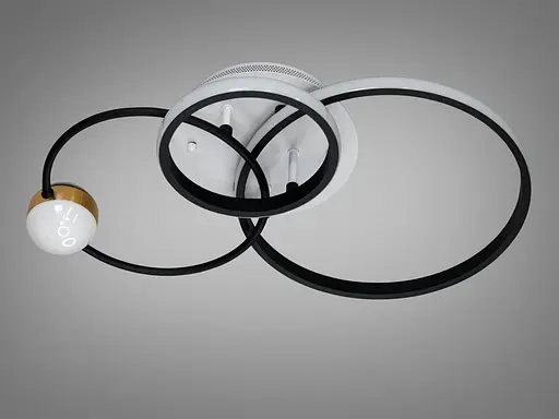 Стильная светодиодная потолочная люстра кольца, 45Вт, белый+черный - фото 4