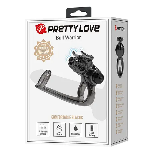 Насадка на пенис с вибрацией Pretty Love Bull Warrior 10.2 см черный - фото 9