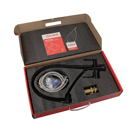 Смеситель для кухни на две воды с гибким изливом Koer KB-72003-05 KR3376 Черный матовый - фото 5