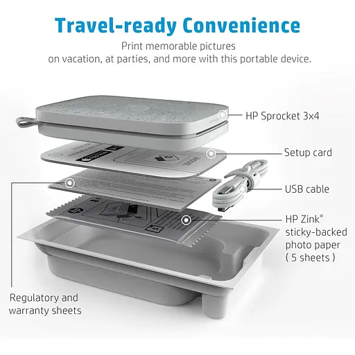 Портативний фотопринтер HP Sprocket 3x4 Silver (HPISP3X4W) [141276] - фото 7
