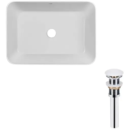 Умивальник Qtap Virgo накладний прямокутний 490x350x110 мм White + донний клапан PU02, Білий - фото 1