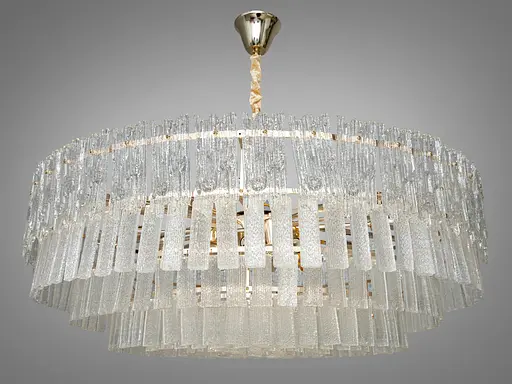 Велична люстра підвіс зі скляними пелюстками на 18 ламп, колір золото - фото 1