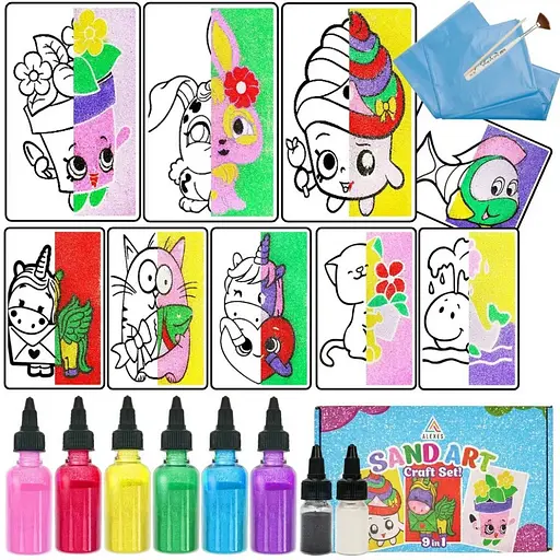 Детский набор для творчества картины с песка 9 в 1 Alexes KP-005 с магнитами - фото 1