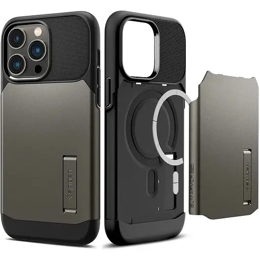 Оригинальный противоударный чехол Spigen Slim Armor (MagFit) MagSafe для iPhone 14 Pro Max (6.7") Gunmetal (ACS04646) - фото 11