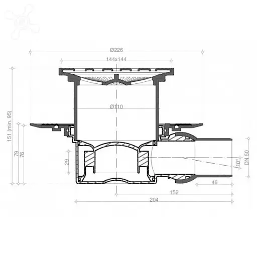 Душовий трап Pestan Confluo Square-1 боковий 15x15 см (240159) - фото 4