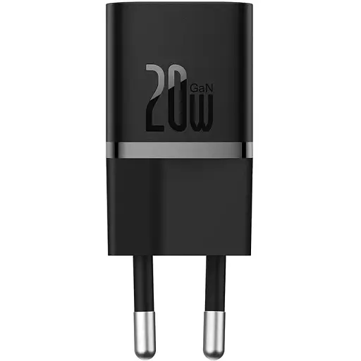 Сетевое зарядное устройство с кабелем Baseus GaN5 Fast Charger(mini) 1C 20W EU Cluster черный (With: Fast Charging Data Cable) - фото 1