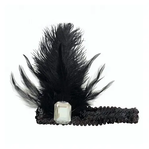 Резинка на голову c пером и камнем - фото 1