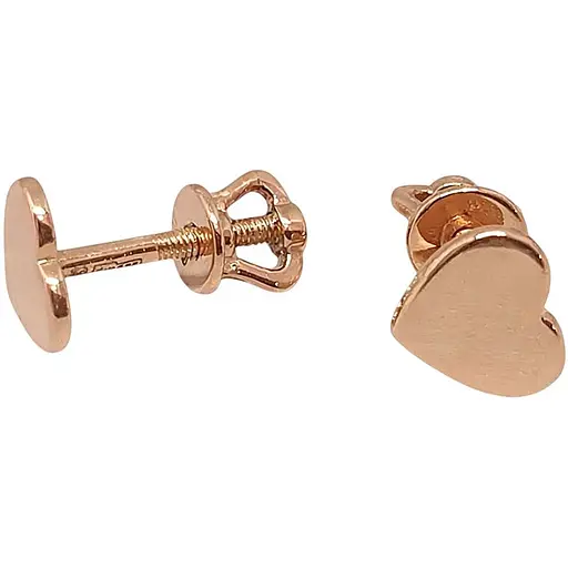 Золотые серьги-пуссеты Сердечки. 220993 - фото 1