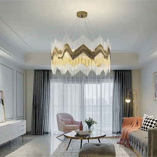 Люстра кольцо с тонкими стеклянными палочками в роскошном бронзовом оттенке Line.F MD 8089-600 - фото 1