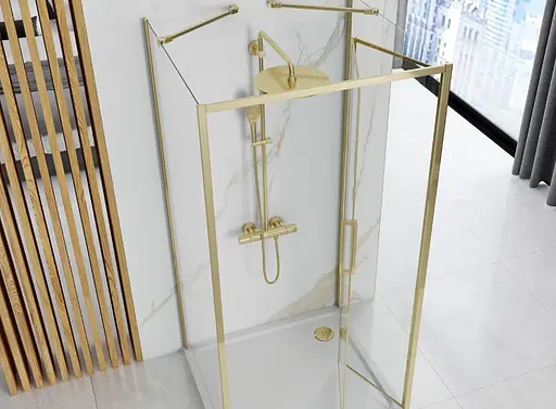 Душевая кабина Rea Rapid Fold 80x90 gold пристенная REA-KPL -09401, Универсальная, прозрачная, золотая - фото 2