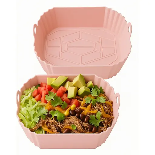 Квадратная силиконовая форма для аэрогриля, духовки и мультипечи 20х20 см, Kitchen Master Розовый 87275 - фото 8