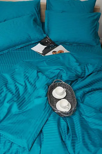 Комплект постельного белья Moon&Star Детский 110x140 см наволочки 2x50x70 см Turkish Blue Satin Stripe - фото 5