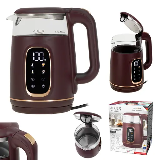 Електрочайник Adler AD 1305 burgundy 1850-2200 Вт 1.7 л скло встановлення температури - фото 6