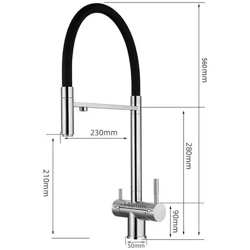 Графитовый смеситель с подключением к фильтрованной воде нержавеющий Nett GFGr-56 - фото 2