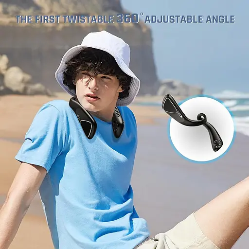 Шейний вентилятор, безлопатевий шийний вентилятор із перезарядною батареєю 5000 мА·год, низький рівень шуму, нековзна конструкція - фото 3