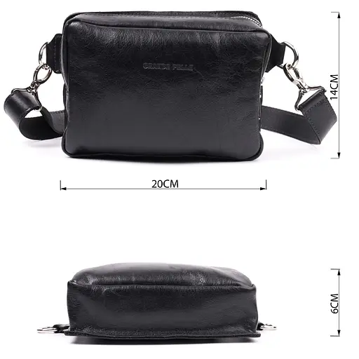 Чоловіча шкіряна сумка GRANDE PELLE 20,5х14,5х6,5 см sum0026533 - фото 2