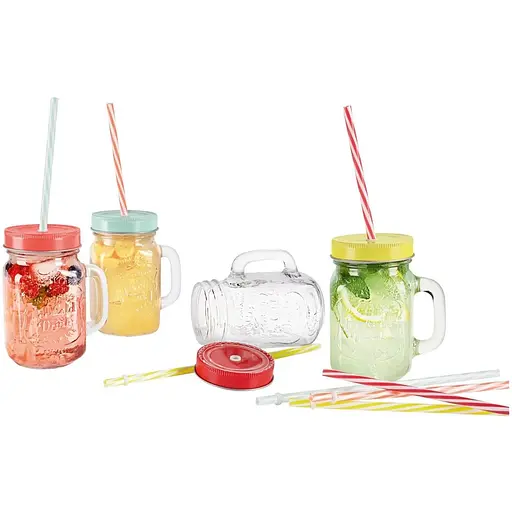 Набір склянок із трубочкою Ernesto 4 шт. 450 мл Ernesto прозорий-різнобарвний - фото 1