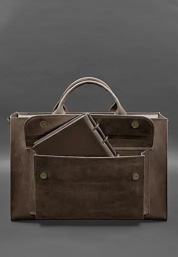 Шкіряна сумка для ноутбука та документів Універсальна темно-коричнева Crazy Horse - фото 3