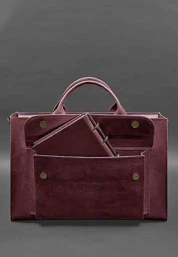Шкіряна сумка для ноутбука та документів Універсальна бордова Crazy Horse - фото 3