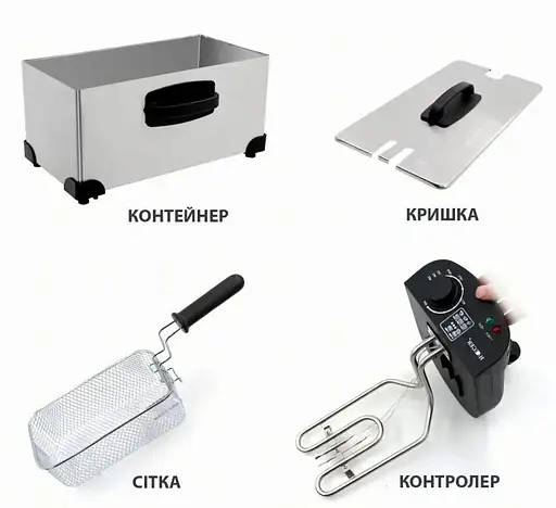 Професійна електрична фритюрниця RAF R.5299 3.5 л з терморегулятором та знімною чашею 2000 Вт - фото 7