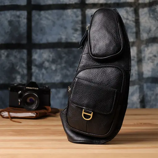 Чоловіча сумка через плече із зернистої натуральної шкіри Vintage 15х35х3 см sum0027486 - фото 9