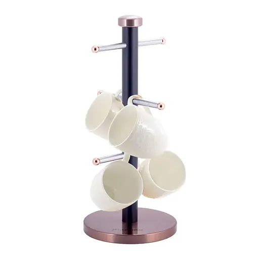 Стойка для чашек подставка сушилка для кружек на 6 чашек из нержавеющей стали H 34 cm, Kamille Черный 86859 - фото 2