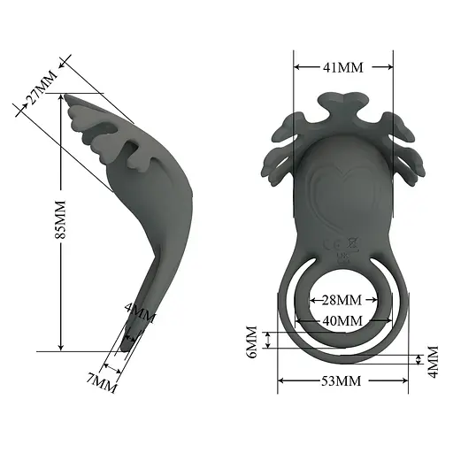 Эрекционное кольцо Pretty Love Vibrant Penis Ring Ruben 8.5 см серый - фото 5