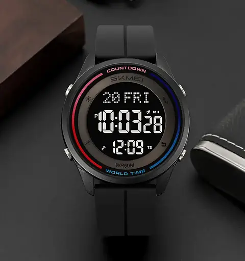 Часы мужские наручные спортивные Skmei 2412 силиконовые с магнитной застежкой (Черный) - фото 4