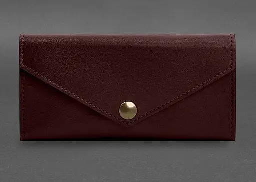 Кожаный клатч (портмоне) на кнопке 5.0 Бордовый - фото 1