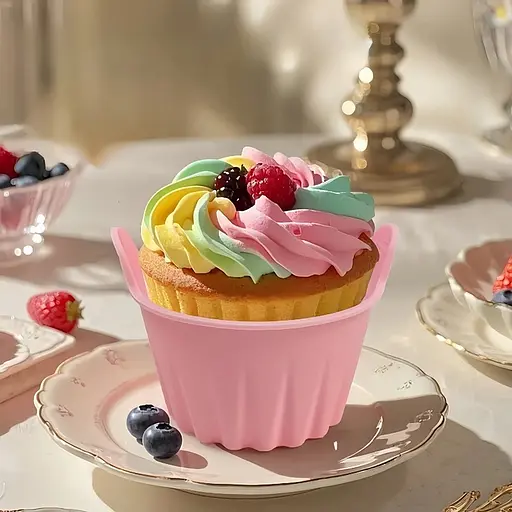 Набір з 10 силіконових порційних форм для випікання кексів і десертів, Kitchen Master Помаранчевий 87345 - фото 6