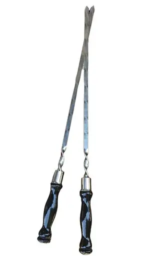 Универсальная шампура с деревянными лакированными ручками 6 шт. из нержавеющей стали Черные - фото 1