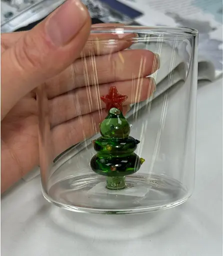 Склянка новорічна Olens 102-1176 з фігуркою всередині Зелена ялинка 310 мл Прозорий - фото 5