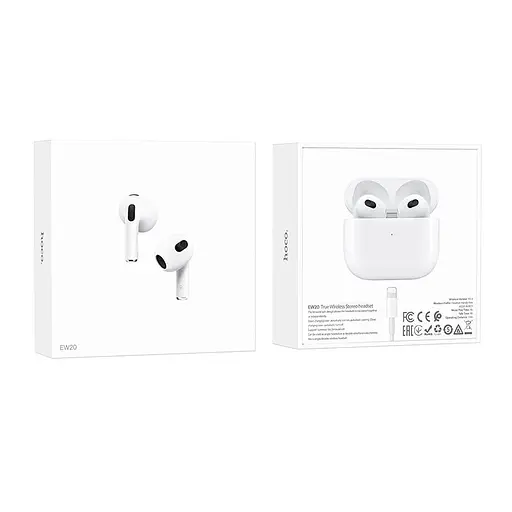 Беспроводные наушники Hoco EW20 TWS Bluetooth, с микрофоном, вкладыши, белые - фото 5