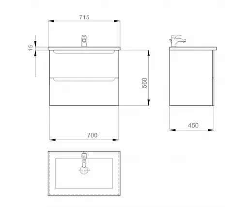 Тумба підвісна Sanwerk Ера Air 70 Білий з умивальником Qtap (MV0000855) Білий - фото 5