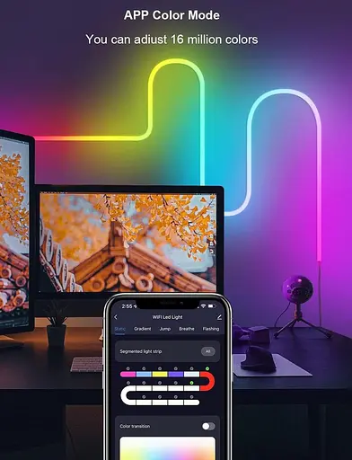 Світлодіодна стрічка LPDISPLAY Neon 3 м, функція DIY RGBIC Light Strip, синхронізація з музикою, працює з Alexa - фото 3