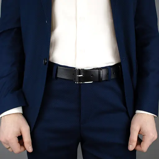 Ремінь чоловічий шкіряний класика чорний JK-3560 (120 см) - фото 7