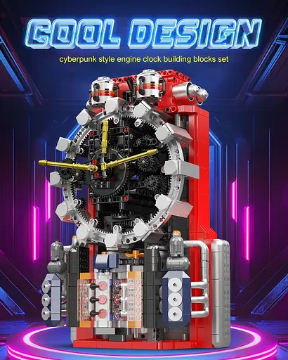 Конструктор механические часы Mould King Cyberpunk Mechanical Clock 10187 часы аккумуляторные, для взрослых и детей, 1601 деталей - фото 8