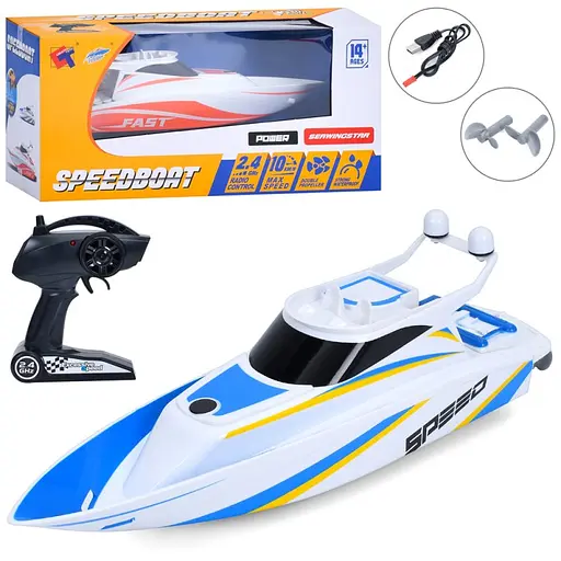 Катер на радиоуправлении, 2.4G, аккумулятор, 35 см, свет, USB-зарядка, 40x19x17 см (В ассортименте) 3321 - фото 2