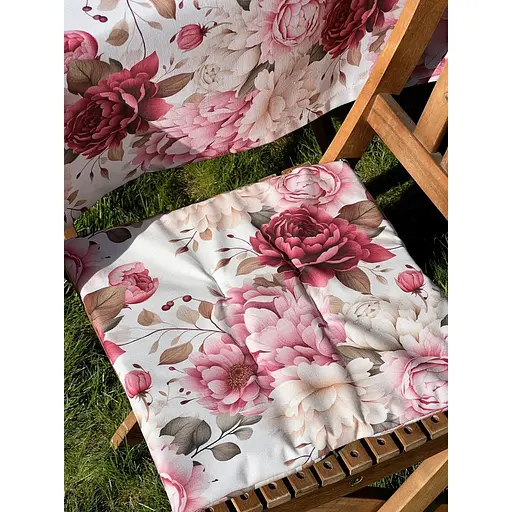 Водоотталкивающая подушка для стула с 3D принтом Танец пионов 40х40 см красная 8 шт. - фото 3