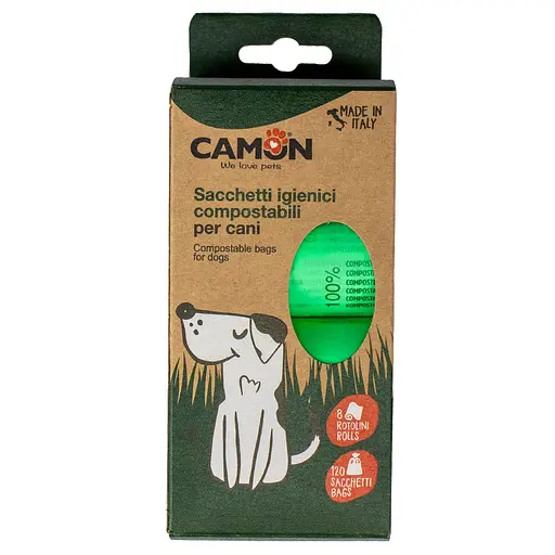Пакети для собачих фекалій Camon біорозкладні (8 рулонів x 15 шт.) (B530/3)