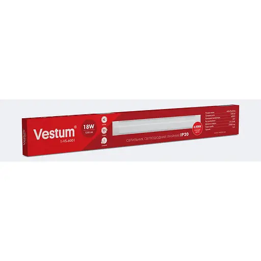 Светодиодный линейный светильник Vestum 0.6 м 18W 6500K 220V IP20 1-VS-6001 - фото 3